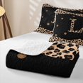 thumbnail image 4 of Meiyoeat Vintage Leopard Letter L Quilt King for Girls,Retro Polka Dot King Coverlet Set,Black Beige Brown, 4 of 7