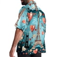 thumbnail image 3 of Eiffel Tower Valentine's Day Men's Short Sleeve Casual Printed Button Down Beach Shirts - Summer Fashion Tops, 3 of 6
