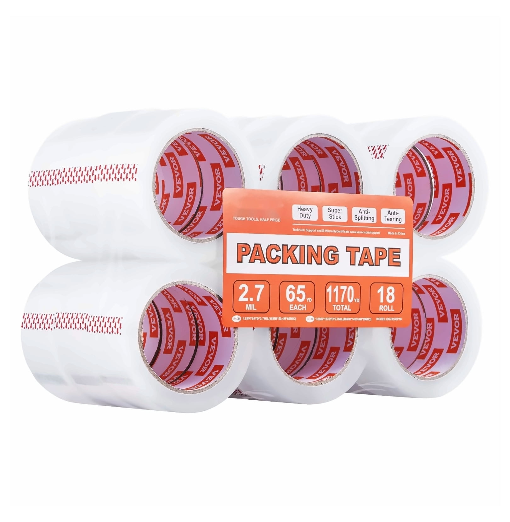 Clear Packing Tape 18 Rolls 65 Yards Heavy Duty Clear Packing Tapes 2.7 Mil