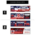 thumbnail image 4 of Donald Trump Republican Bumper Stickers for 2024 Presidential Elections, Vibrant Red and Blue American Flag Design – Decals & Accessories for Cars, Trucks, Vehicles | 3 x 10" | 2 per Pack (Set 2), 4 of 6