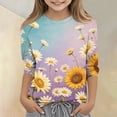 thumbnail image 5 of Grblisyd 3/4 Sleeve Shirts for Girls Cute Sunflower Daisy Printed T Shirts Kids Summer Loose Tops Casual Crewneck Tees 7-8 Years, 5 of 5