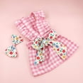 thumbnail image 5 of Bow Decor Dog Plaid Dress Set - 1 Set, Ruffled Sleeves, Summer Cat Dress with Headdress, Pet Supplies, 5 of 8
