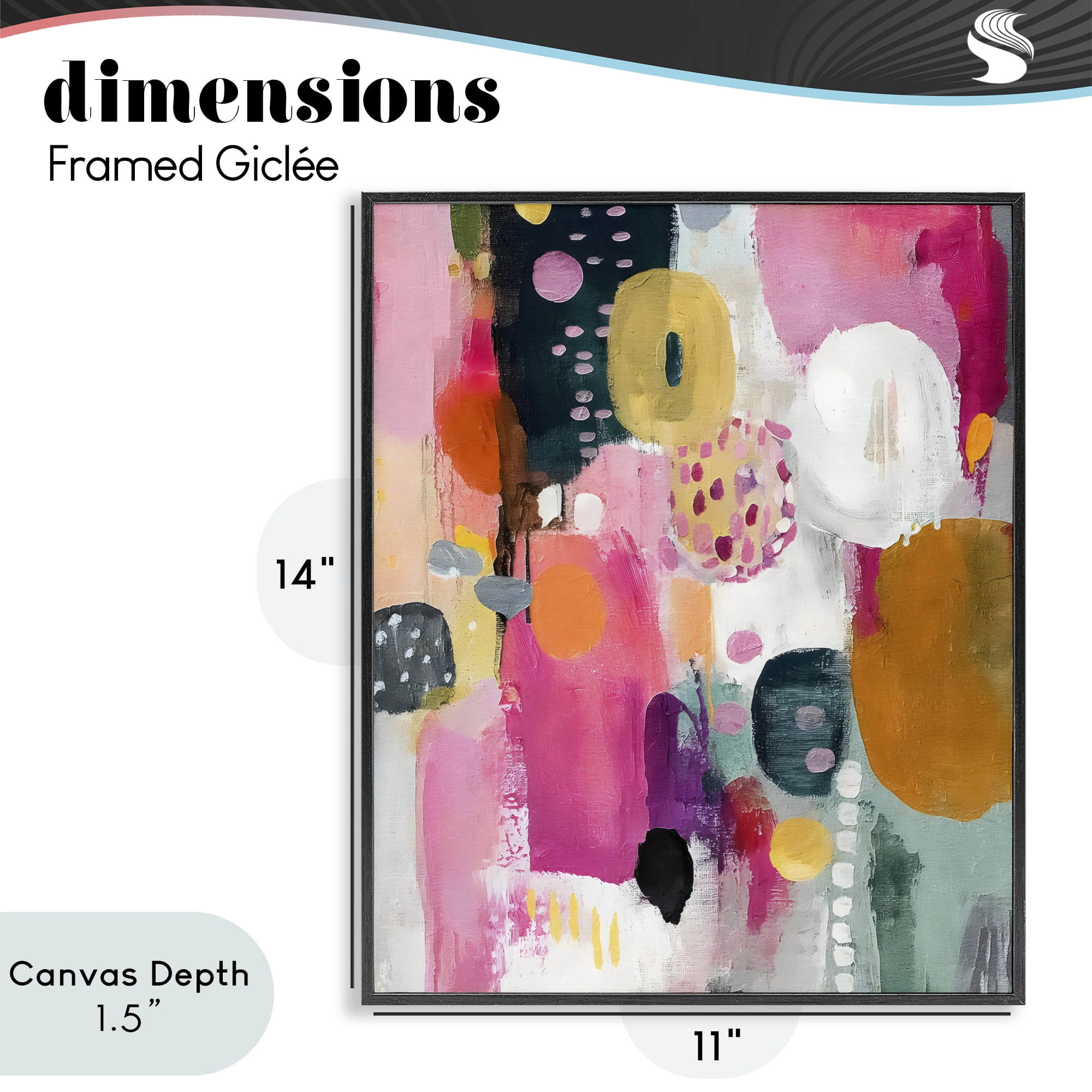 Stupell Industries Abstract Blooms Cascade Black Framed Giclee Art, design by Riley B