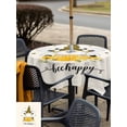 thumbnail image 4 of Outdoor Tablecloth with Umbrella Hole and Zipper, Bees Gnomes Square Table Cloth 60x60 Inch Waterproof Tablecloth, Spring Floral Farmhouse Daisy Picnic Table Cover for Patio Camping, 4 of 7