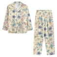 thumbnail image 2 of DISNIMO Dragonfly Flower Printed Womens Pajama Sets 2 Piece Pj Sets Loose Fits Nightwear with Long Pants Long Sleeve Sleepwear Button Down Comfywear Loungewear, 3XL, 2 of 7