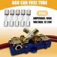 thumbnail image 2 of Ofertas Únicas 5 Pcs 0.39x1.50 Pulgadas 100A Fusible de Vidrio Universal AGU - Coche - Tono Metálico Plateado, 2 of 7