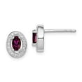 thumbnail image 3 of 925 Sterling Silver Rhodium Polished January Red & White CZ Oval Post Earrings, 3 of 5