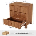 thumbnail image 3 of Tribesigns Farmhouse Night stand with 3 Drawers, Industrial Bed side Table with Elegant Patterns, NightStand End Table for Bedroom, Living Room, Brown, 3 of 5