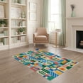thumbnail image 2 of ODIKA 4'x6' Multicolor Geometric Patchwork Washable Area Rug Modern Abstract Design With Bold Shapes And Playful for Home Office, Under Desk, Non-Slip Chair-Friendly, Flatwoven, 2 of 7