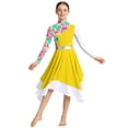 thumbnail image 4 of Aislor Girls Camouflage Print Color Block Liturgical Praise Dance Dress Long Sleeve Worship Lyrical Dancewear Yellow 10, 4 of 7