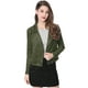 thumbnail image 1 of Chaquecorde mujer Soft Moto Zip Up Pockets Chaquetas de motociclisde gamusintétiVerde oliS, 1 of 6