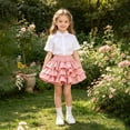 thumbnail image 6 of CPNG Girls Ruffled Layered Cake Skirt Sweet Elastic High Waist Solid Color A-line Casual Cute Skirts Princess Skirts(Pink,14-16 Years), 6 of 8