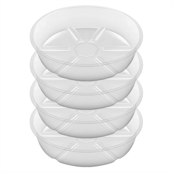4Pack Clear Plant Saucer 8Inch Plastic Saucers Thicker Tray Flower Pot for Indoor Outdoor Garden