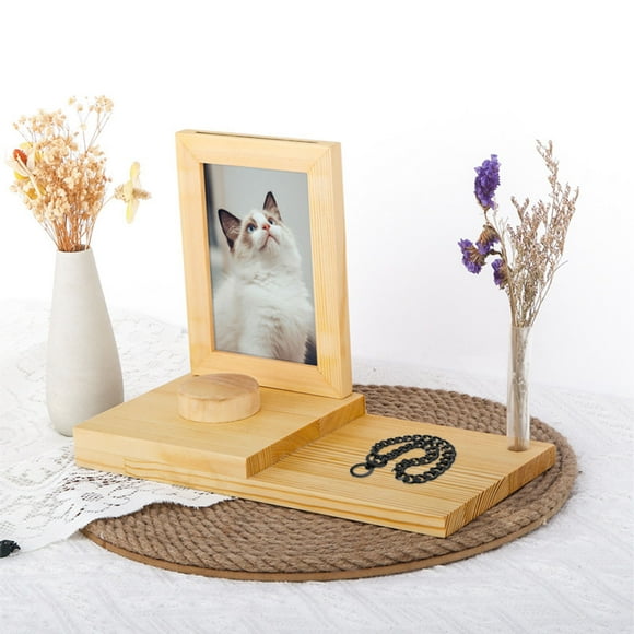 Pet Memorial Photo Frame, Handcrafted Wooden Desktop Picture Frame with Pet Memory, for Desk, Bookshelf, Window Sill