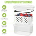 thumbnail image 3 of TINANA 5 Pack Produce Saver Containers for Fridge 12–140 oz, BPA-Free Airtight Food Storage with Removable Colander, Stackable Vegetable & Fruit Keeper Bins, 3 of 5