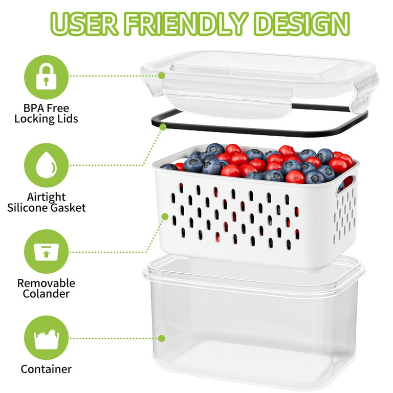 TINANA 5-Pack Produce Saver Containers with Colander photo 3