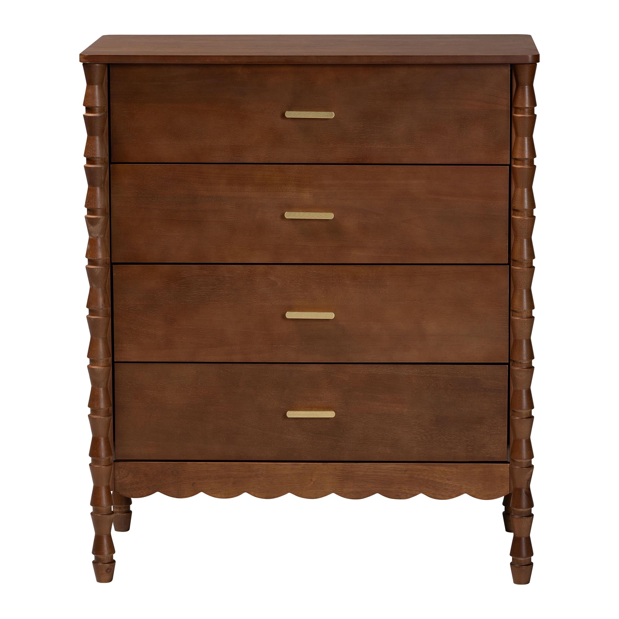 Baxton Studio Danette Modern Chest, 4-Drawer, Walnut Brown