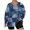 Navy, variant on Fashion Women's Plus Size Print Hem Slit Long Sleeved V-Neck Pullover Fashionable Top