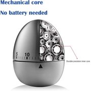 Runleader Egg Shape Count Down Kitchen Timer Mechanical Timing Rotating Alarm 60 Minutes Stainless Steel