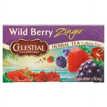 Celestial Seasonings Tea Caffeine Free Herbal Tea, Wild Berry Zinger 20 ea (Pack of 2)