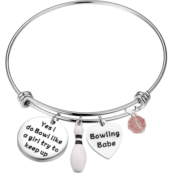 GFDYREE Bowling Ball Lover Gift Bowling Pin Charm Bracelet Bowling Coach Jewelry Bowling Gift for Bowling Players