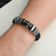 thumbnail image 5 of Black Pulsera de cuero cruzada para hombre, pulsera tejida con nombre personalizado, cierre magnético, regalo, 5 of 5