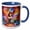 Blue/White, variant on 3drose, Cat Woman. Redhead Cat Lady, Festive Dress, Colorful Background Gift, 15oz Two-tone Red Mug