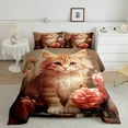 thumbnail image 6 of Cat Bed in a Bag King Size Comforter Set 7 Pieces,Pink Rose Bedding Sets Romantic Flowers Fitted Sheet,Cute Pet Animal Kitten Sheet Set with Comforter, 6 of 6