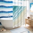 thumbnail image 5 of No Hook Shower Curtain, Teal Beach Coastal Shower Curtains for Bathroom with See Through Top Window, Summer Ocean Nautical Seaside Waterproof & Washable Bath Curtain Small Stall 36"x78", 5 of 9