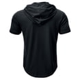 thumbnail image 4 of ZHOUCHANKIDS Men's Short Sleeve Hooded Button Down Shirt Solid Color Casual Top Comfortable Wear Black XL, 4 of 8