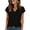 Black, variant on Womens V-Neck Top Cap Sleeve Shirt - Stretchy Everyday Basic Tee for Women, Soft Polyester Spandex Relaxed Fit Green,Size M