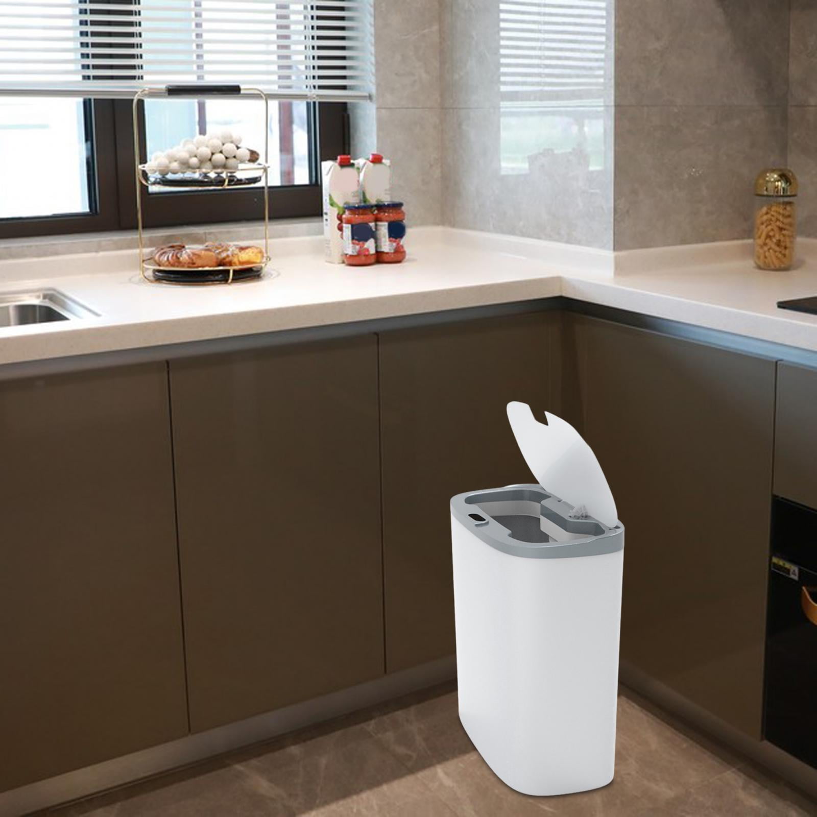 Touchless Trash Can, Electric Garbage Bin Toilet with Lid, Narrow Waterproof Intelligent Induction Trash Bin for Bedroom, Kitchen Bathroom gray