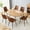 Wood Table +Six Brown Chairs-1, variant on NYEESS 5-Piece Extendable Dining Table Set, 42"-54" Round to Oval White Faux Marble-Textured MDF Top & Gold Metal Legs, Modern Kitchen Table Set with 4 White Fabric Chairs