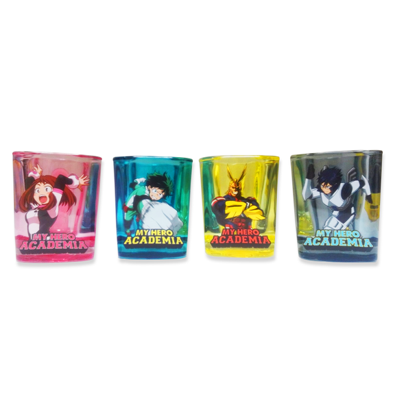 My Hero Academia Set of 4 Square Multicolor Shot Glasses, Party Glasses for Anime Fans