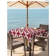 thumbnail image 3 of Outdoor Tablecloth with Umbrella Hole for Patio/Picnic/Party/Camping, Red Geometric Waterproof Table Cloth Square Cover Washable, Vintage Rhombus Circle Texture (54"x 54"), 3 of 8