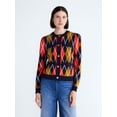 thumbnail image 2 of Free Assembly Women's and Women's Plus Argyle Cardigan Sweater with Puff Sleeves, Midweight, Sizes XS-4X, 2 of 7