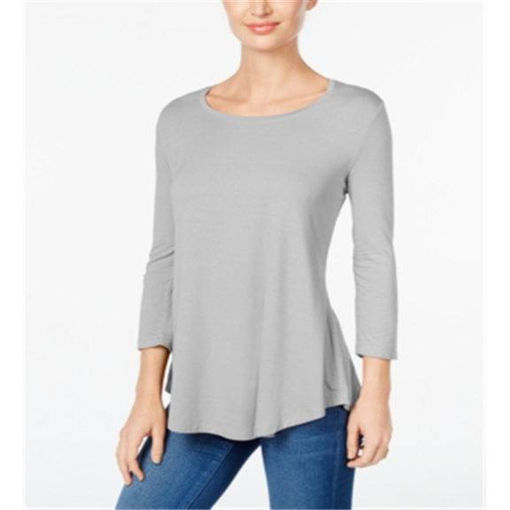 JM Collection Women's Scoop Neck Top Gray Size X-Large