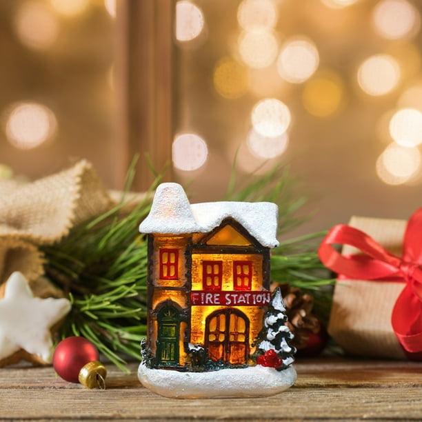 TIMIFIS Resin Christmas Scene Village House Town With Warm White LED