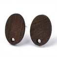 thumbnail image 2 of Wood 20 pair Walnut Wood Stud Earring Findings with 304 Stainless Steel Pin Oval Coconut Brown 15~16x10~11mm Hole: 1.8mm Pin: 0.7mm, 2 of 4
