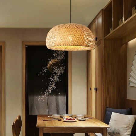 

YIYIBYUS Bamboo Wicker Rattan Chandelier Pendant Light Bamboo Light Fixtures Ceiling Hanging Lamp for Dining Room Bar Cafe