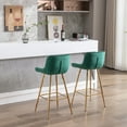thumbnail image 2 of Dtwnek 2 Pcs 26" Velvet Bar Stools with Metal Footrest, Counter Stool for Dining Room, Bar, Kitchen, Green, 2 of 8