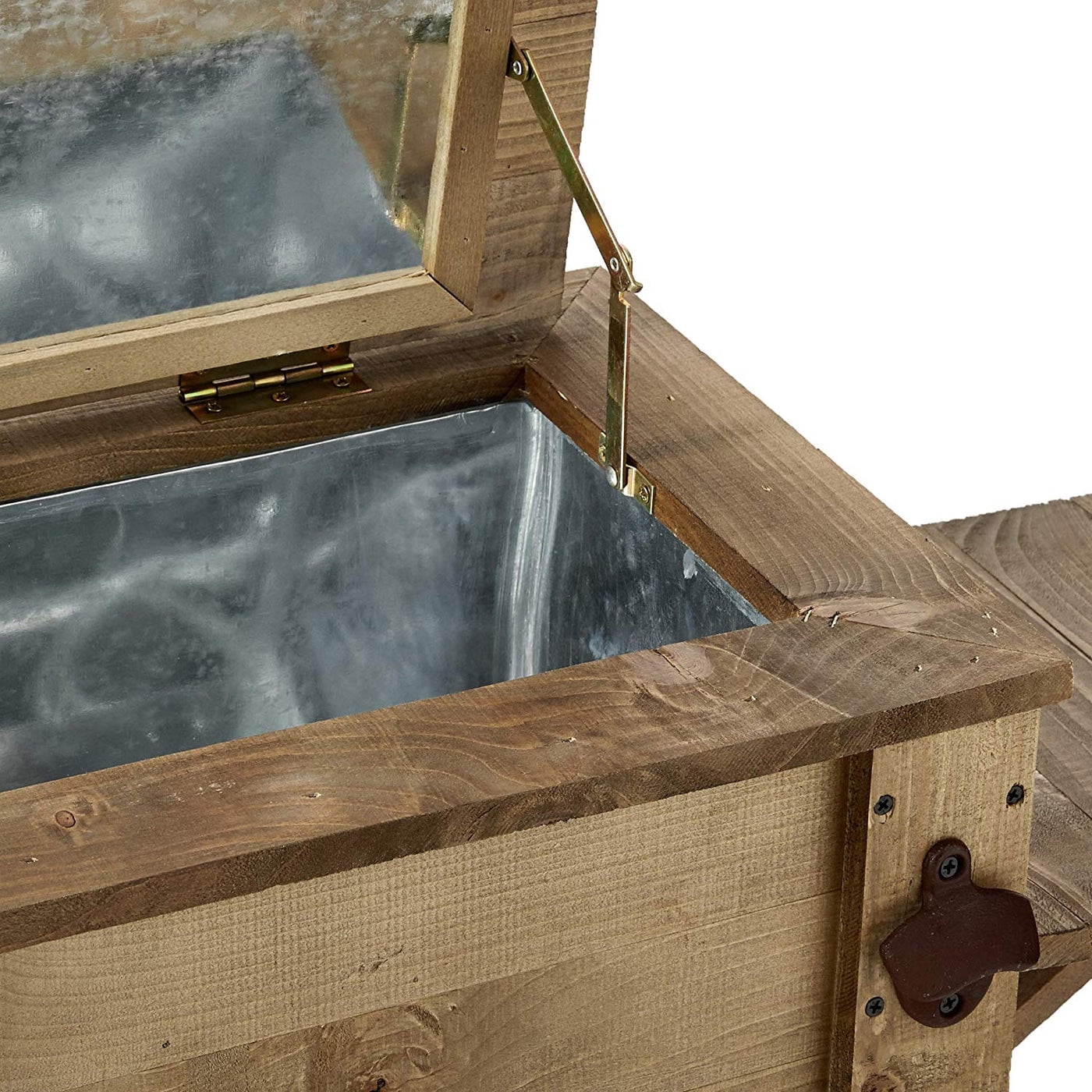 Backyard Expressions Rustic Outdoor Beverage Cooler for Patio - 87 Qt. w/ Folding Side Tables - Rustic Brown