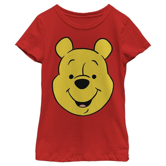 Girl's Winnie the Pooh Bear Big Face Graphic Tee Red Large