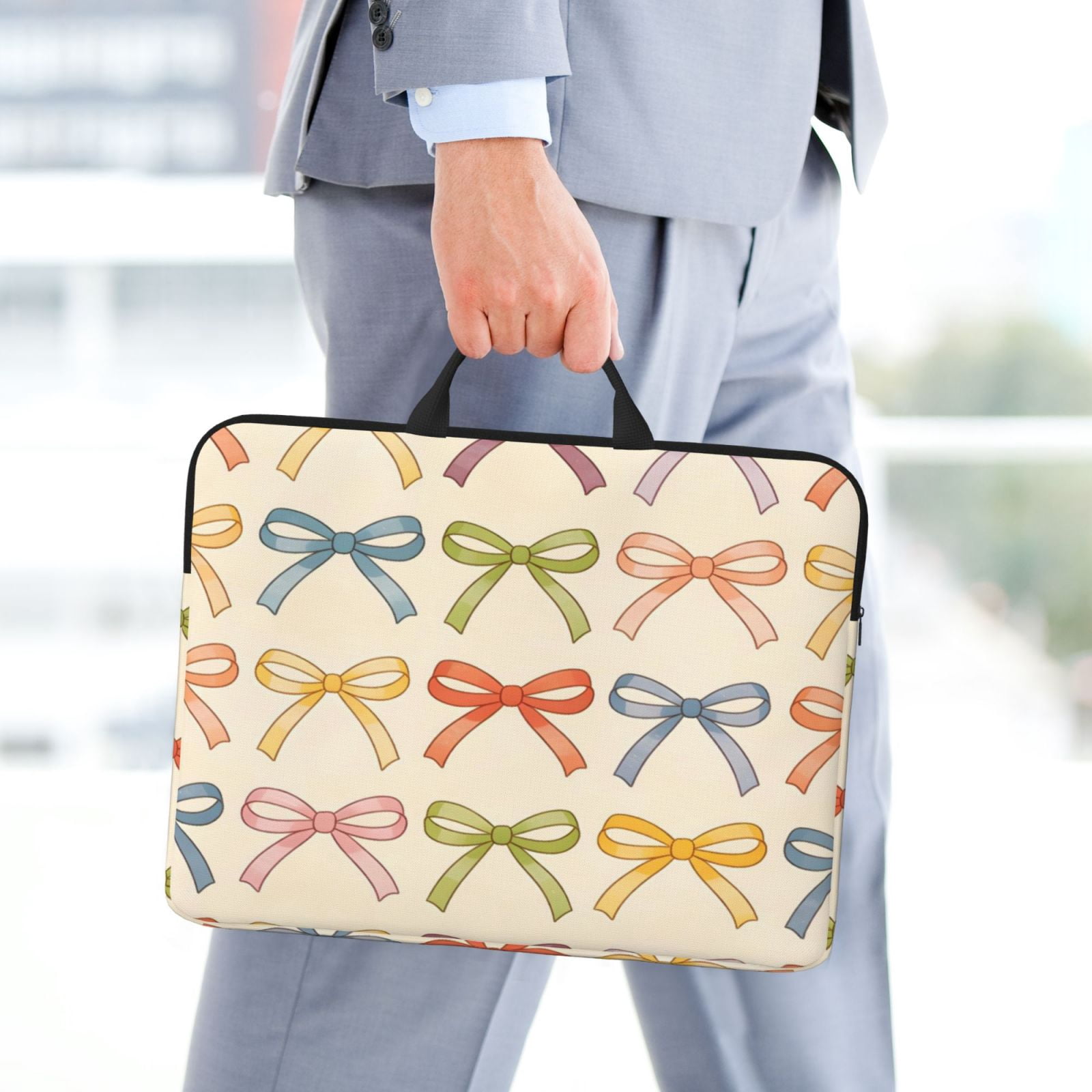 Laptop Sleeve Bag For Women Men 14inch Waterproof Durable Protective Computer Carrying Cover Handle Laptop Case Bag Colorful Bows