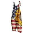 thumbnail image 3 of lcziwo Womens American Flag Jumpsuit 4th of July Patriotic Romper 2025 Summer Adjustable Straps Linen Overalls Loose Wide Leg Onesie Pants with Pockets on Sale Clearance Red L, 3 of 6