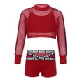 thumbnail image 3 of YUUMIN Kids Girls 3 Pcs Gymnastics Dance Swim Active Sets Mesh Crop Top Sports Bra with Shorts Jazz Hiphop Sweatsuits Red 12, 3 of 5