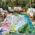 thumbnail image 3 of Fsddascl Summer Green Palm Leaf Outdoor Rug for Patio/Deck/Porch, Non-Slip Large Area Rug 6 x 9 Ft, Beach Ocean Floral Starfish Conch Indoor Outdoor Rugs Washable Area Rugs, Camping Rug Carpet, 3 of 5