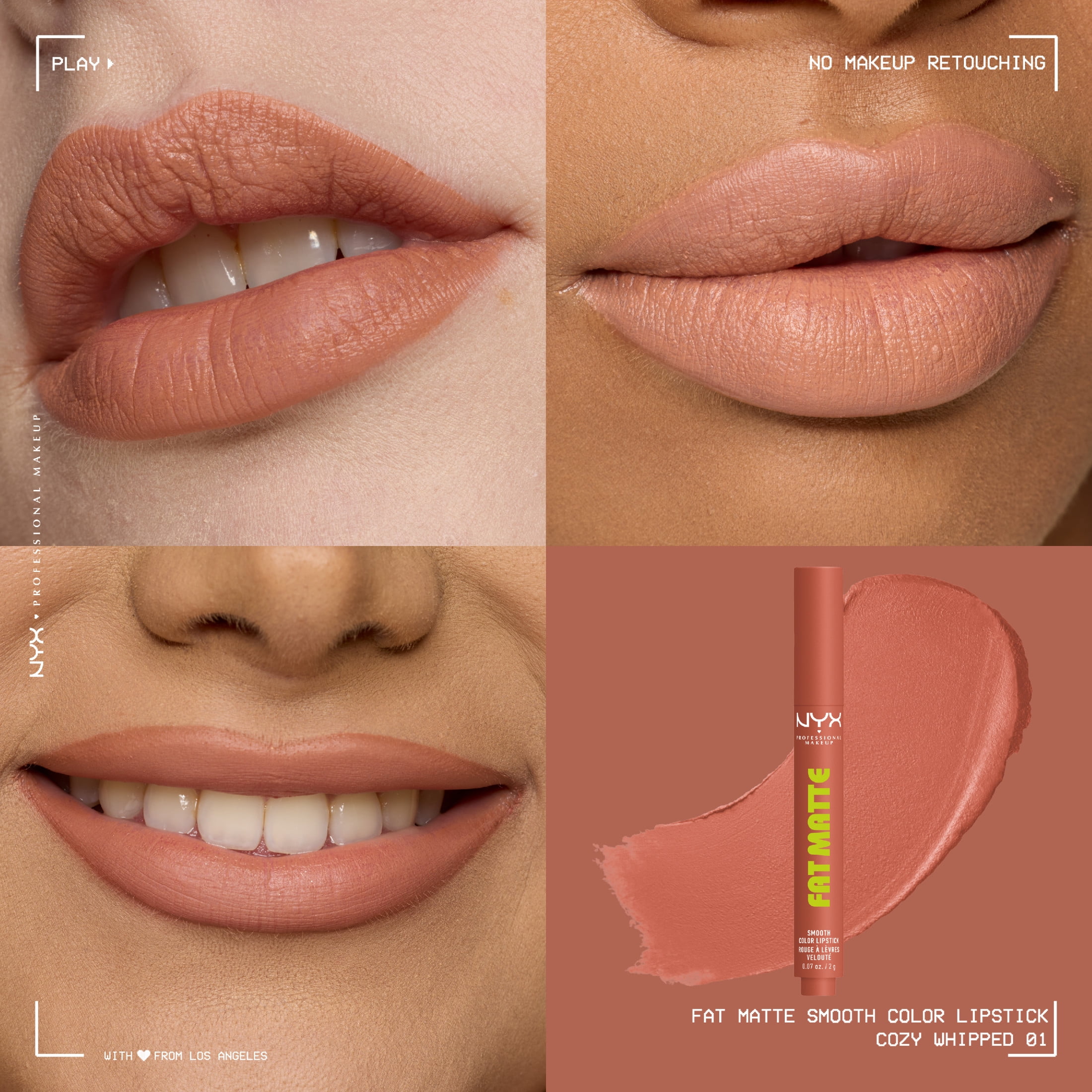 NYX Professional Makeup Fat Matte Lipstick, Smooth Color Long Lasting Lipstick, Cozy Whipped, 0.07 oz