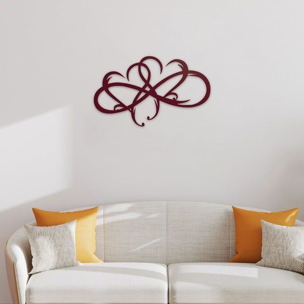Decoración de pared de hierro metálico | Diseño de doble corazón | Arte de colgante interior moderno | Metal forjado duradero | Fácil instalación | Versátil para sala de estar, dormitorio, oficina