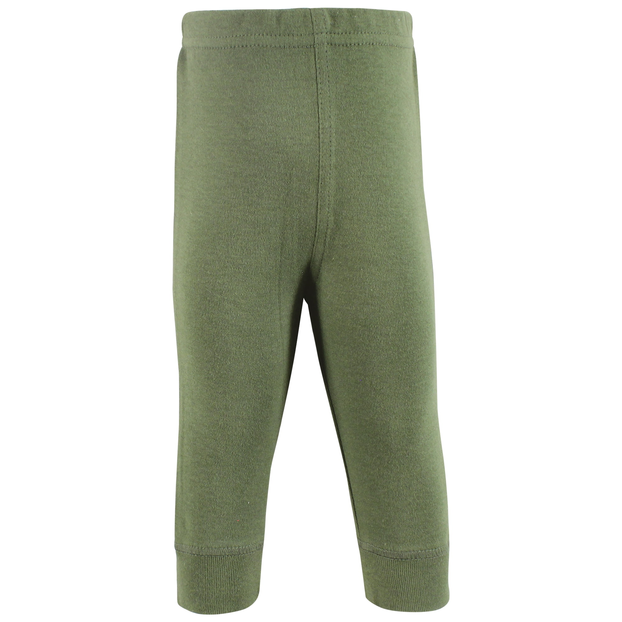 Hudson Baby Boys Cotton Pants and Leggings, Stripe Burgundy Olive, 3T